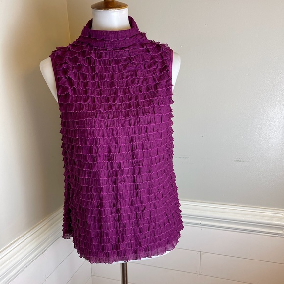 new directions Tops - New Directions Raspberry Ruffled Top PXL FREE SHIP